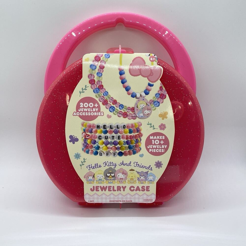 HELLO KITTY & FRIENDS Jewelry Making Kit Case 200+ Beads Bracelet Necklace NEW